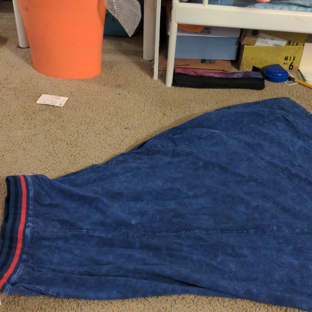 Mineral wash blue long flary skirt. Very comfy.